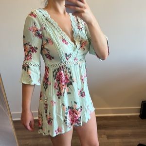 Blu Pepper Bohemian Floral Dress with Lace